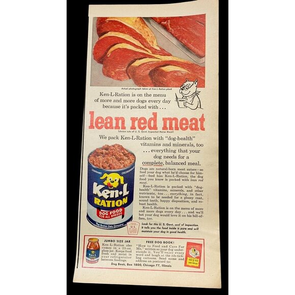 Ken-L Ration Dog Food Vintage Print Ad 1950s Quaker Oats Co MCM Pet Food - Picture 1 of 6